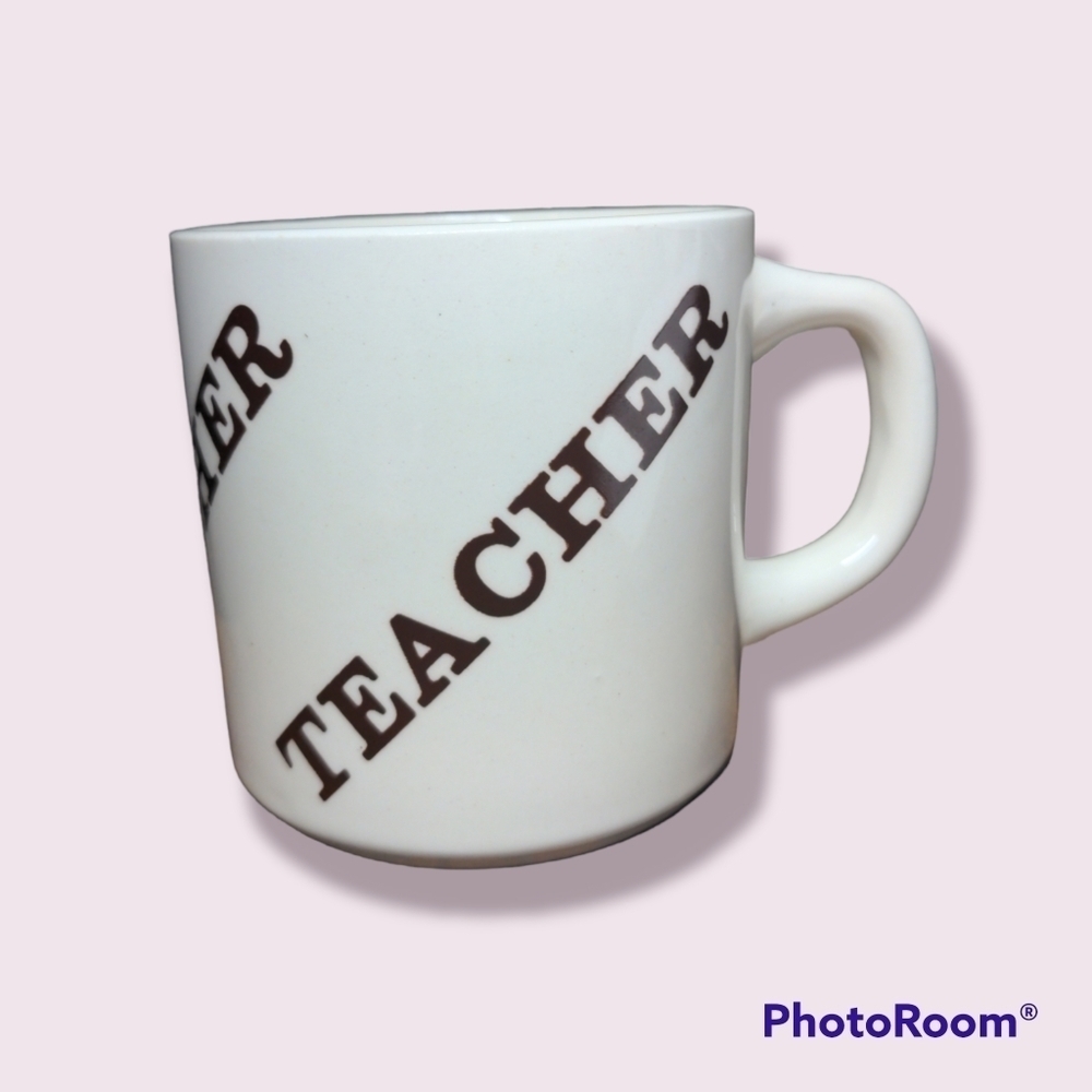 Vintage 1970s TEACHER Ceramic Coffee Mug RARE Houze design!